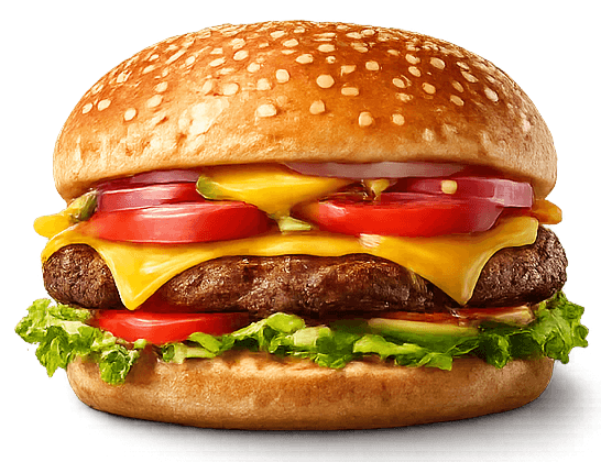 Cheeseburger on a white card