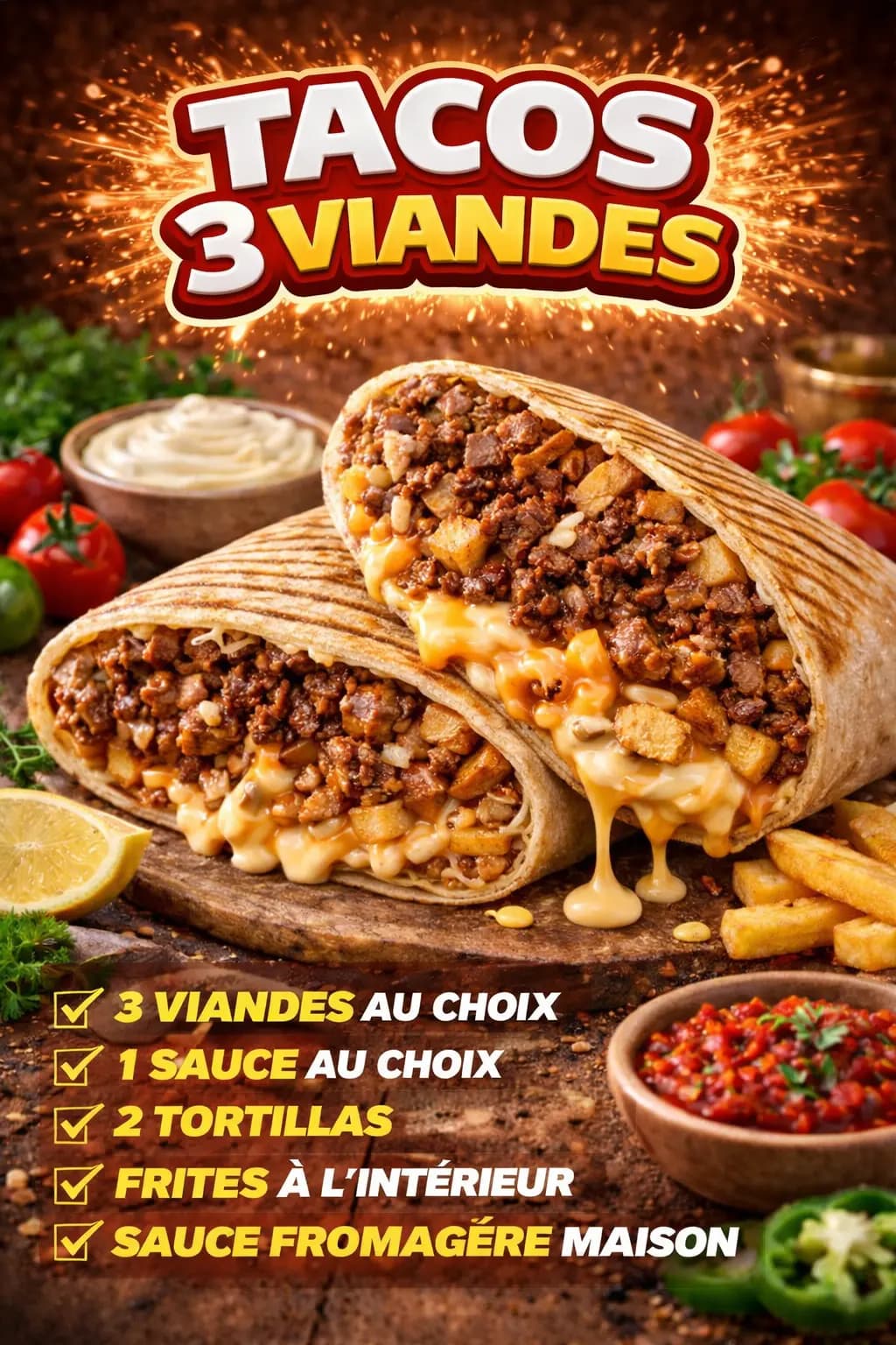 Tacos 3 viandes